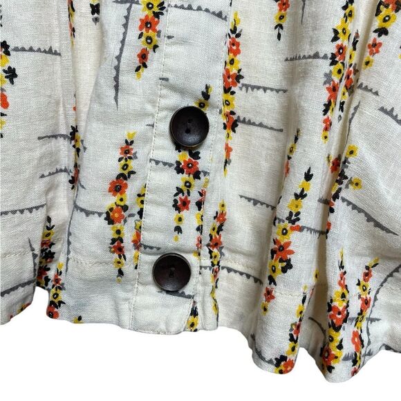 We The Free People Floral Button-Up Skirt Cream Size Medium - Picture 3 of 6